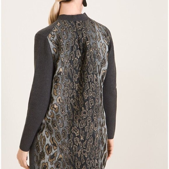 Chico's Animal-Detail Woven-Back Cardigan Sweater - sz L - Picture 2 of 7